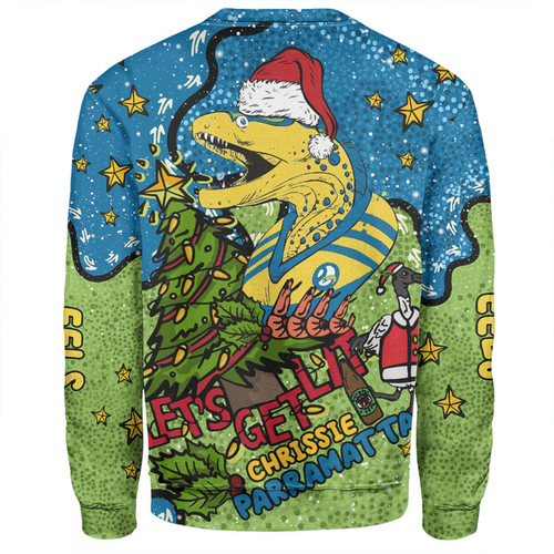Parramatta Eels Christmas Custom Sweatshirt - Let's Get Lit Chrisse Pressie Sweatshirt Parramatta Eels Christmas Custom Sweatshirt - Let's Get Lit Chrisse Pressie Sweatshirt