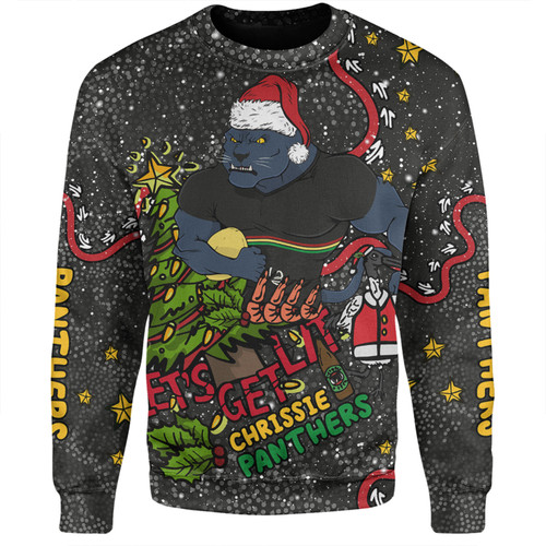 Penrith Panthers Christmas Custom Sweatshirt - Let's Get Lit Chrisse Pressie Sweatshirt