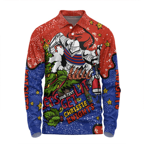 Newcastle Knights Christmas Custom Long Sleeve Polo Shirt - Let's Get Lit Chrisse Pressie Long Sleeve Polo Shirt Newcastle Knights Christmas Custom Long Sleeve Polo Shirt - Let's Get Lit Chrisse Pressie Long Sleeve Polo Shirt