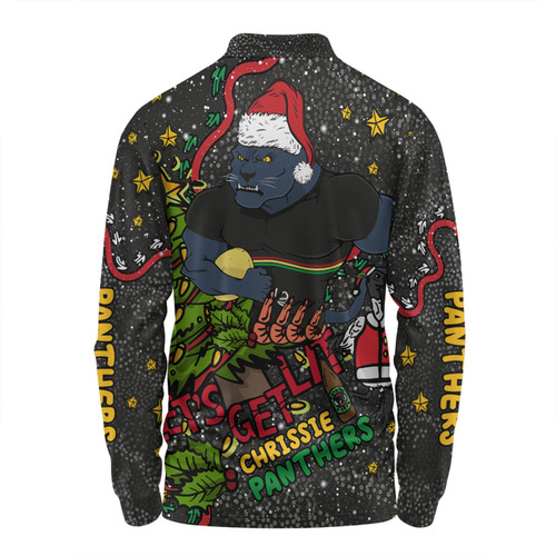 Penrith Panthers Christmas Custom Long Sleeve Polo Shirt - Let's Get Lit Chrisse Pressie Long Sleeve Polo Shirt Penrith Panthers Christmas Custom Long Sleeve Polo Shirt - Let's Get Lit Chrisse Pressie Long Sleeve Polo Shirt