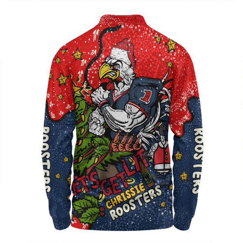 Sydney Roosters Christmas Custom Long Sleeve Polo Shirt - Let's Get Lit Chrisse Pressie Long Sleeve Polo Shirt Sydney Roosters Christmas Custom Long Sleeve Polo Shirt - Let's Get Lit Chrisse Pressie Long Sleeve Polo Shirt