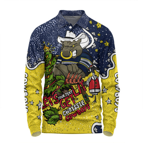 North Queensland Cowboys Christmas Custom Long Sleeve Polo Shirt - Let's Get Lit Chrisse Pressie Long Sleeve Polo Shirt North Queensland Cowboys Christmas Custom Long Sleeve Polo Shirt - Let's Get Lit Chrisse Pressie Long Sleeve Polo Shirt