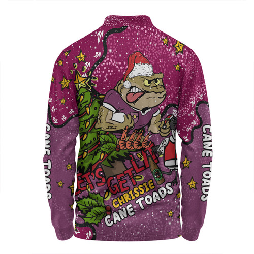 Queensland Cane Toads Christmas Custom Long Sleeve Polo Shirt - Let's Get Lit Chrisse Pressie Long Sleeve Polo Shirt Queensland Cane Toads Christmas Custom Long Sleeve Polo Shirt - Let's Get Lit Chrisse Pressie Long Sleeve Polo Shirt