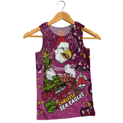 Manly Warringah Sea Eagles Christmas Custom Men Singlet - Let's Get Lit Chrisse Pressie Men Singlet