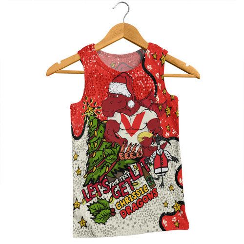 St. George Illawarra Dragons Christmas Custom Men Singlet - Let's Get Lit Chrisse Pressie Men Singlet