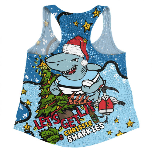 Cronulla-Sutherland Sharks Christmas Custom Women Racerback Singlet - Let's Get Lit Chrisse Pressie Women Racerback Singlet Cronulla-Sutherland Sharks Christmas Custom Women Racerback Singlet - Let's Get Lit Chrisse Pressie Women Racerback Singlet
