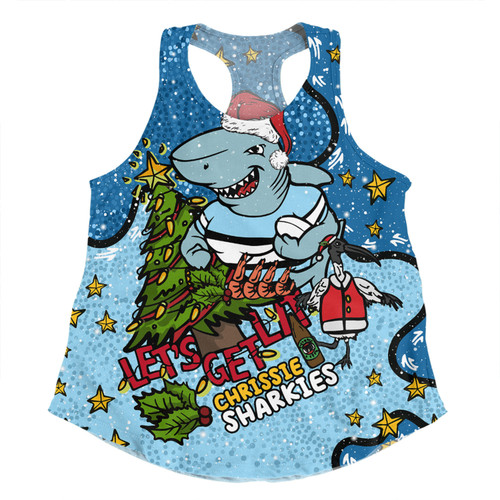 Cronulla-Sutherland Sharks Christmas Custom Women Racerback Singlet - Let's Get Lit Chrisse Pressie Women Racerback Singlet Cronulla-Sutherland Sharks Christmas Custom Women Racerback Singlet - Let's Get Lit Chrisse Pressie Women Racerback Singlet
