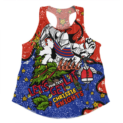 Newcastle Knights Christmas Custom Women Racerback Singlet - Let's Get Lit Chrisse Pressie Women Racerback Singlet Newcastle Knights Christmas Custom Women Racerback Singlet - Let's Get Lit Chrisse Pressie Women Racerback Singlet