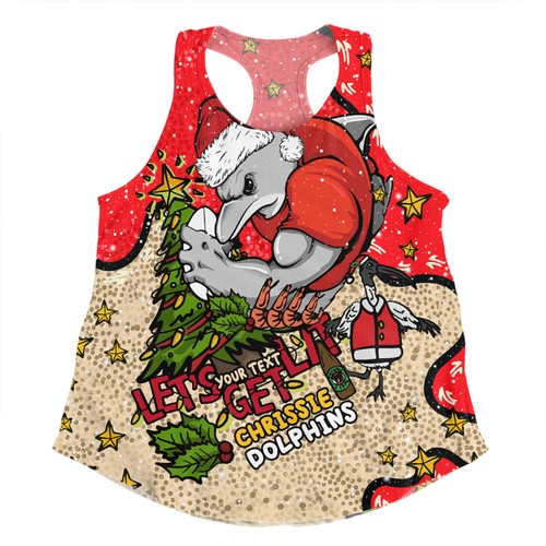 Redcliffe Dolphins Christmas Custom Women Racerback Singlet - Let's Get Lit Chrisse Pressie Women Racerback Singlet Redcliffe Dolphins Christmas Custom Women Racerback Singlet - Let's Get Lit Chrisse Pressie Women Racerback Singlet