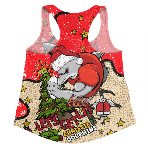 Redcliffe Dolphins Christmas Custom Women Racerback Singlet - Let's Get Lit Chrisse Pressie Women Racerback Singlet Redcliffe Dolphins Christmas Custom Women Racerback Singlet - Let's Get Lit Chrisse Pressie Women Racerback Singlet