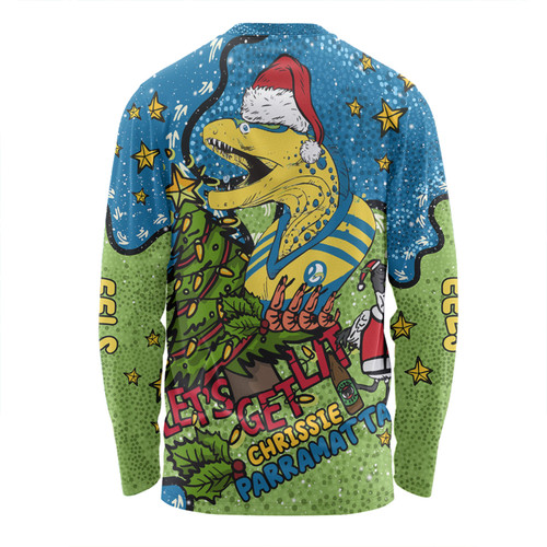 Parramatta Eels Christmas Custom Long Sleeve T-shirt - Let's Get Lit Chrisse Pressie Long Sleeve T-shirt Parramatta Eels Christmas Custom Long Sleeve T-shirt - Let's Get Lit Chrisse Pressie Long Sleeve T-shirt