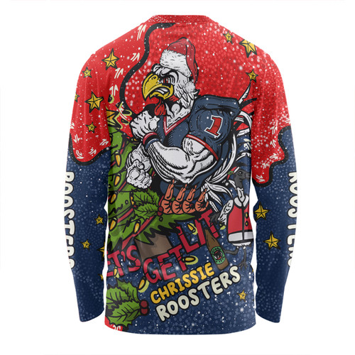 Sydney Roosters Christmas Custom Long Sleeve T-Shirt - Let's Get Lit Chrisse Pressie Long Sleeve T-Shirt Sydney Roosters Christmas Custom Long Sleeve T-Shirt - Let's Get Lit Chrisse Pressie Long Sleeve T-Shirt