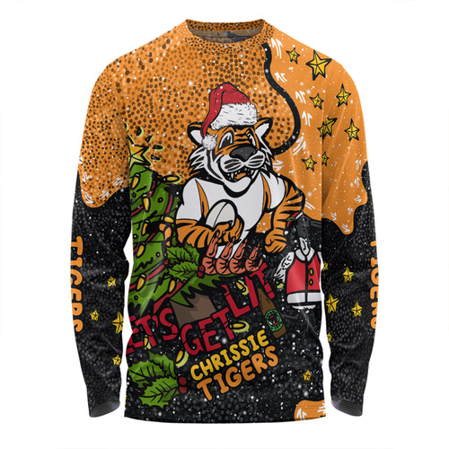 Wests Tigers Christmas Custom Long Sleeve T-shirt - Let's Get Lit Chrisse Pressie Long Sleeve T-shirt Wests Tigers Christmas Custom Long Sleeve T-shirt - Let's Get Lit Chrisse Pressie Long Sleeve T-shirt