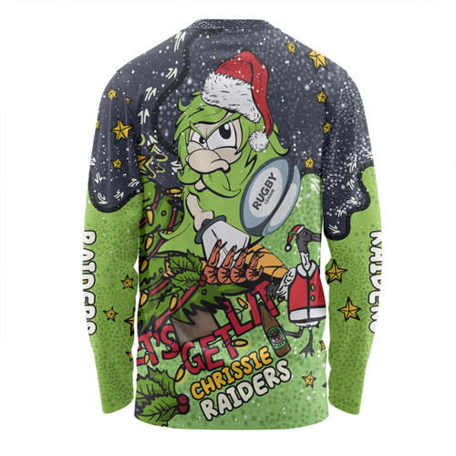 Canberra Raiders Christmas Custom Long Sleeve T-shirt - Let's Get Lit Chrisse Pressie Long Sleeve T-shirt Canberra Raiders Christmas Custom Long Sleeve T-shirt - Let's Get Lit Chrisse Pressie Long Sleeve T-shirt