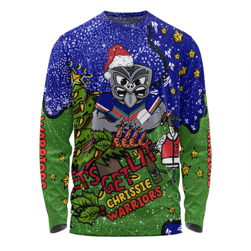 New Zealand Warriors Christmas Custom Long Sleeve T-shirt - Let's Get Lit Chrisse Pressie Long Sleeve T-shirt New Zealand Warriors Christmas Custom Long Sleeve T-shirt - Let's Get Lit Chrisse Pressie Long Sleeve T-shirt