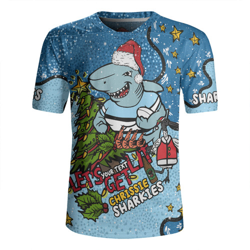 Cronulla-Sutherland Sharks Christmas Custom Rugby Jersey - Let's Get Lit Chrisse Pressie Rugby Jersey