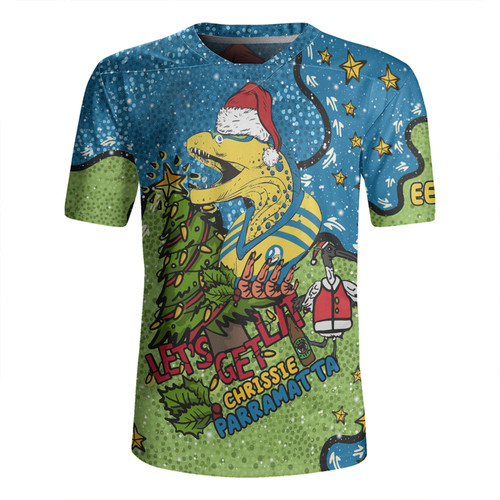 Parramatta Eels Christmas Custom Rugby Jersey - Let's Get Lit Chrisse Pressie Rugby Jersey Parramatta Eels Christmas Custom Rugby Jersey - Let's Get Lit Chrisse Pressie Rugby Jersey