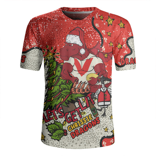 St. George Illawarra Dragons Christmas Custom Rugby Jersey - Let's Get Lit Chrisse Pressie Rugby Jersey St. George Illawarra Dragons Christmas Custom Rugby Jersey - Let's Get Lit Chrisse Pressie Rugby Jersey