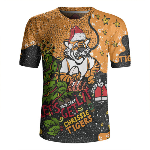 Wests Tigers Christmas Custom Rugby Jersey - Let's Get Lit Chrisse Pressie Rugby Jersey