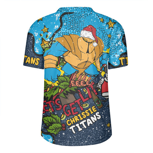 Gold Coast Titans Christmas Custom Rugby Jersey - Let's Get Lit Chrisse Pressie Rugby Jersey