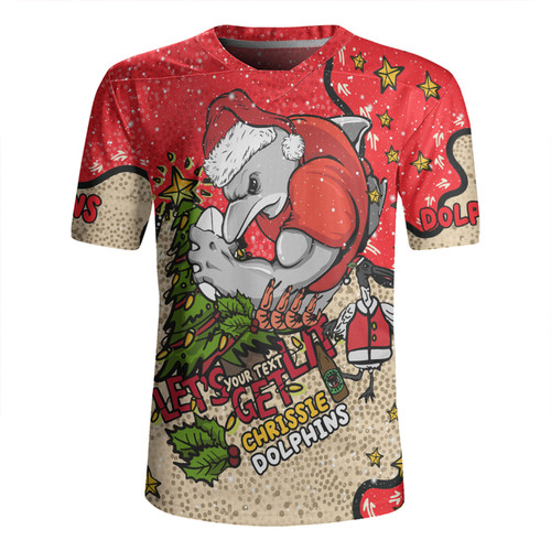 Redcliffe Dolphins Christmas Custom Rugby Jersey - Let's Get Lit Chrisse Pressie Rugby Jersey