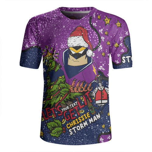 Melbourne Storm Christmas Custom Rugby Jersey - Let's Get Lit Chrisse Pressie Rugby Jersey