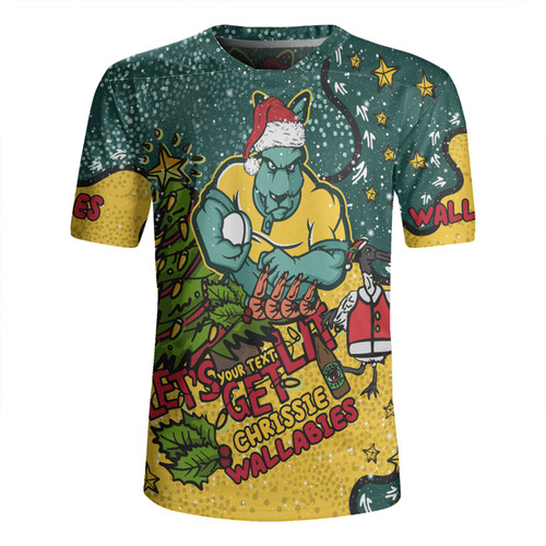 Australia Wallabies Christmas Custom Rugby Jersey - Let's Get Lit Chrisse Pressie Rugby Jersey