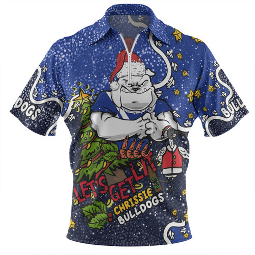 Canterbury-Bankstown Bulldogs Christmas Custom Zip Polo Shirt - Let's Get Lit Chrisse Pressie Zip Polo Shirt Canterbury-Bankstown Bulldogs Christmas Custom Zip Polo Shirt - Let's Get Lit Chrisse Pressie Zip Polo Shirt