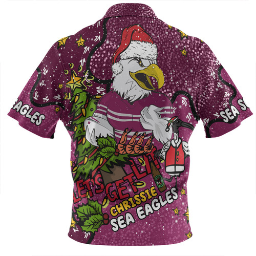 Manly Warringah Sea Eagles Christmas Custom Zip Polo Shirt - Let's Get Lit Chrisse Pressie Zip Polo Shirt Manly Warringah Sea Eagles Christmas Custom Zip Polo Shirt - Let's Get Lit Chrisse Pressie Zip Polo Shirt