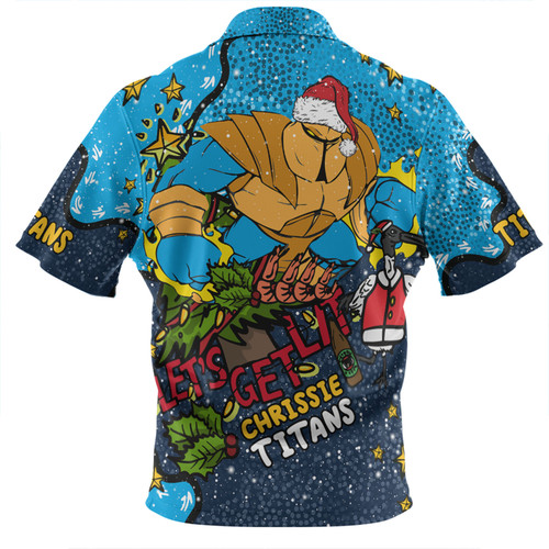 Gold Coast Titans Christmas Custom Zip Polo Shirt - Let's Get Lit Chrisse Pressie Zip Polo Shirt