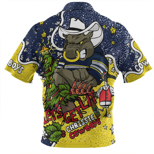 North Queensland Cowboys Christmas Custom Zip Polo Shirt - Let's Get Lit Chrisse Pressie Zip Polo Shirt North Queensland Cowboys Christmas Custom Zip Polo Shirt - Let's Get Lit Chrisse Pressie Zip Polo Shirt