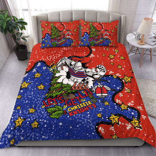 Newcastle Knights Christmas Custom Bedding Set - Let's Get Lit Chrisse Pressie Bedding Set Newcastle Knights Christmas Custom Bedding Set - Let's Get Lit Chrisse Pressie Bedding Set