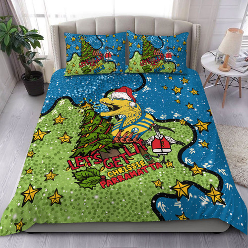 Parramatta Eels Christmas Custom Bedding Set - Let's Get Lit Chrisse Pressie Bedding Set Parramatta Eels Christmas Custom Bedding Set - Let's Get Lit Chrisse Pressie Bedding Set