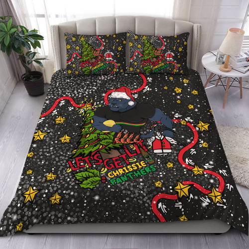 Penrith Panthers Christmas Custom Bedding Set - Let's Get Lit Chrisse Pressie Bedding Set Penrith Panthers Christmas Custom Bedding Set - Let's Get Lit Chrisse Pressie Bedding Set