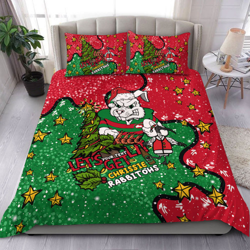 South Sydney Rabbitohs Custom Bedding Set - Let's Get Lit Chrisse Pressie Bedding Set