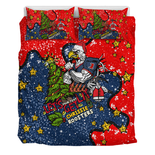 Sydney Roosters Christmas Custom Bedding Set - Let's Get Lit Chrisse Pressie Bedding Set Sydney Roosters Christmas Custom Bedding Set - Let's Get Lit Chrisse Pressie Bedding Set