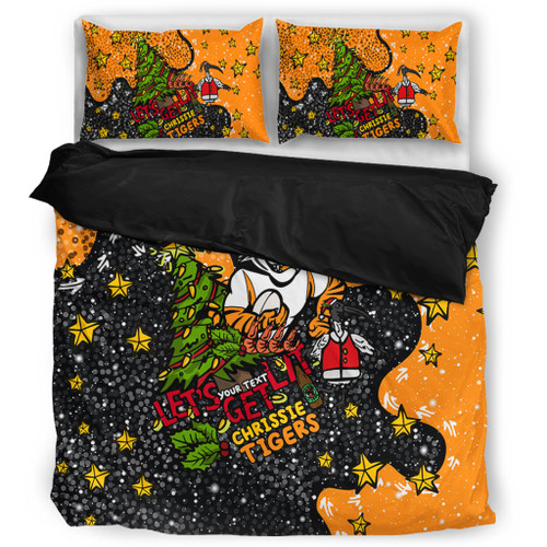Wests Tigers Christmas Custom Bedding Set - Let's Get Lit Chrisse Pressie Bedding Set Wests Tigers Christmas Custom Bedding Set - Let's Get Lit Chrisse Pressie Bedding Set