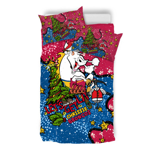 Brisbane Broncos Christmas Custom Bedding Set - Let's Get Lit Chrisse Pressie Bedding Set Brisbane Broncos Christmas Custom Bedding Set - Let's Get Lit Chrisse Pressie Bedding Set