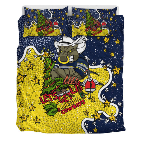 North Queensland Cowboys Christmas Custom Bedding Set - Let's Get Lit Chrisse Pressie Bedding Set