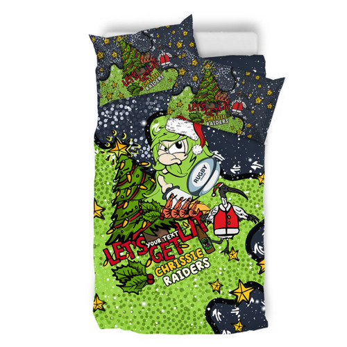 Canberra Raiders Christmas Custom Bedding Set - Let's Get Lit Chrisse Pressie Bedding Set Canberra Raiders Christmas Custom Bedding Set - Let's Get Lit Chrisse Pressie Bedding Set