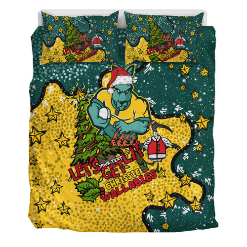 Australia Wallabies Christmas Custom Bedding Set - Let's Get Lit Chrisse Pressie Bedding Set Australia Wallabies Christmas Custom Bedding Set - Let's Get Lit Chrisse Pressie Bedding Set