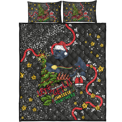 Penrith Panthers Christmas Custom Quilt Bed Set - Let's Get Lit Chrisse Pressie Quilt Bed Set Penrith Panthers Christmas Custom Quilt Bed Set - Let's Get Lit Chrisse Pressie Quilt Bed Set