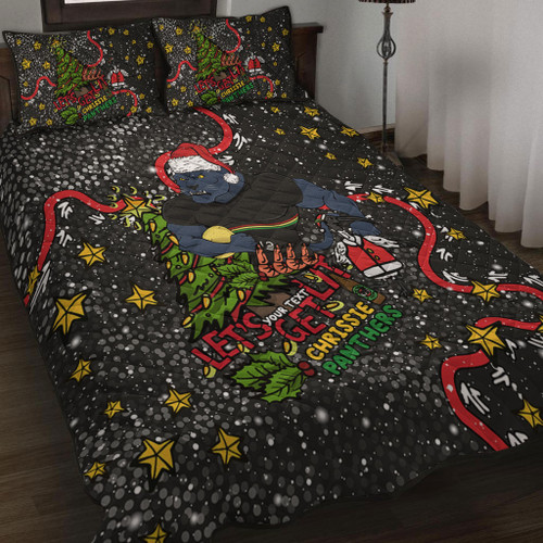 Penrith Panthers Christmas Custom Quilt Bed Set - Let's Get Lit Chrisse Pressie Quilt Bed Set Penrith Panthers Christmas Custom Quilt Bed Set - Let's Get Lit Chrisse Pressie Quilt Bed Set