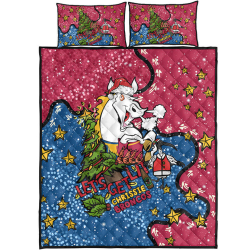 Brisbane Broncos Christmas Custom Quilt Bed Set - Let's Get Lit Chrisse Pressie Quilt Bed Set Brisbane Broncos Christmas Custom Quilt Bed Set - Let's Get Lit Chrisse Pressie Quilt Bed Set