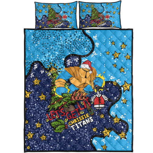 Gold Coast Titans Christmas Custom Quilt Bed Set - Let's Get Lit Chrisse Pressie Quilt Bed Set Gold Coast Titans Christmas Custom Quilt Bed Set - Let's Get Lit Chrisse Pressie Quilt Bed Set