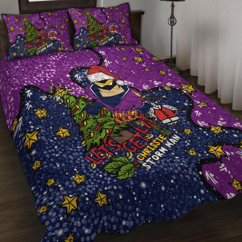 Melbourne Storm Christmas Custom Quilt Bed Set - Let's Get Lit Chrisse Pressie Quilt Bed Set