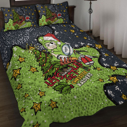 Canberra Raiders Christmas Custom Quilt Bed Set - Let's Get Lit Chrisse Pressie Quilt Bed Set Canberra Raiders Christmas Custom Quilt Bed Set - Let's Get Lit Chrisse Pressie Quilt Bed Set