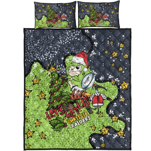 Canberra Raiders Christmas Custom Quilt Bed Set - Let's Get Lit Chrisse Pressie Quilt Bed Set Canberra Raiders Christmas Custom Quilt Bed Set - Let's Get Lit Chrisse Pressie Quilt Bed Set