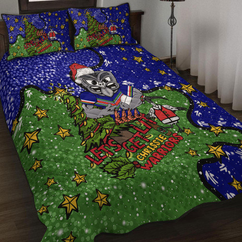 New Zealand Warriors Christmas Custom Quilt Bed Set - Let's Get Lit Chrisse Pressie Quilt Bed Set