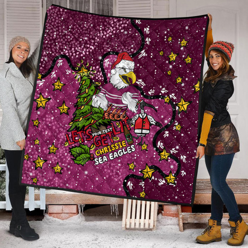 Manly Warringah Sea Eagles Christmas Custom Quilt - Let's Get Lit Chrisse Pressie Quilt Manly Warringah Sea Eagles Christmas Custom Quilt - Let's Get Lit Chrisse Pressie Quilt
